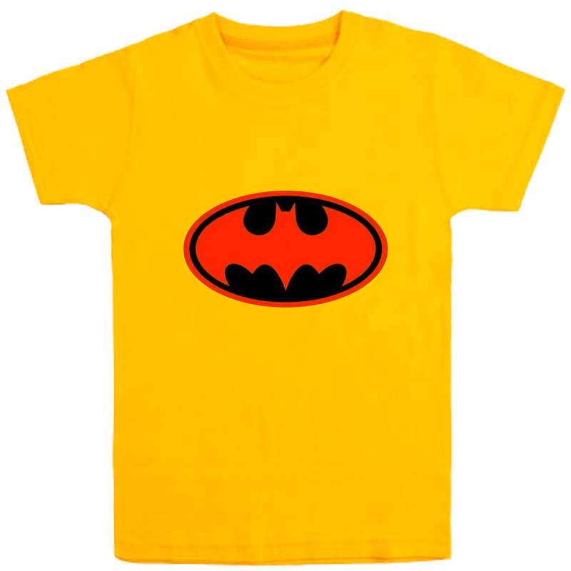 تی شرت آستین کوتاه دخترانه مدل بتمن D182 رنگ زرد