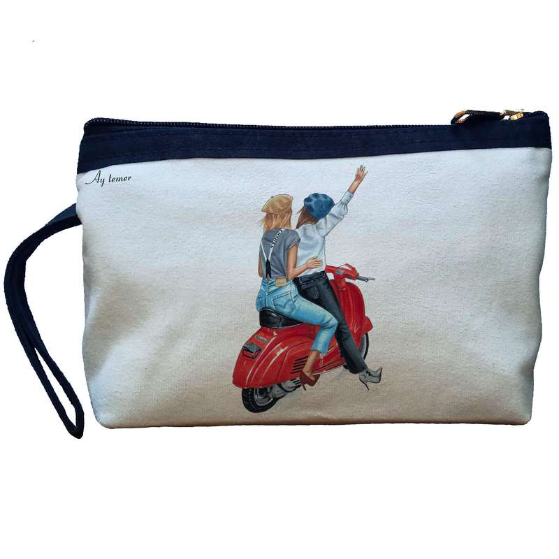 کیف لوازم آرایش زنانه آی تمر مدل دختر موتور سوار کد 258