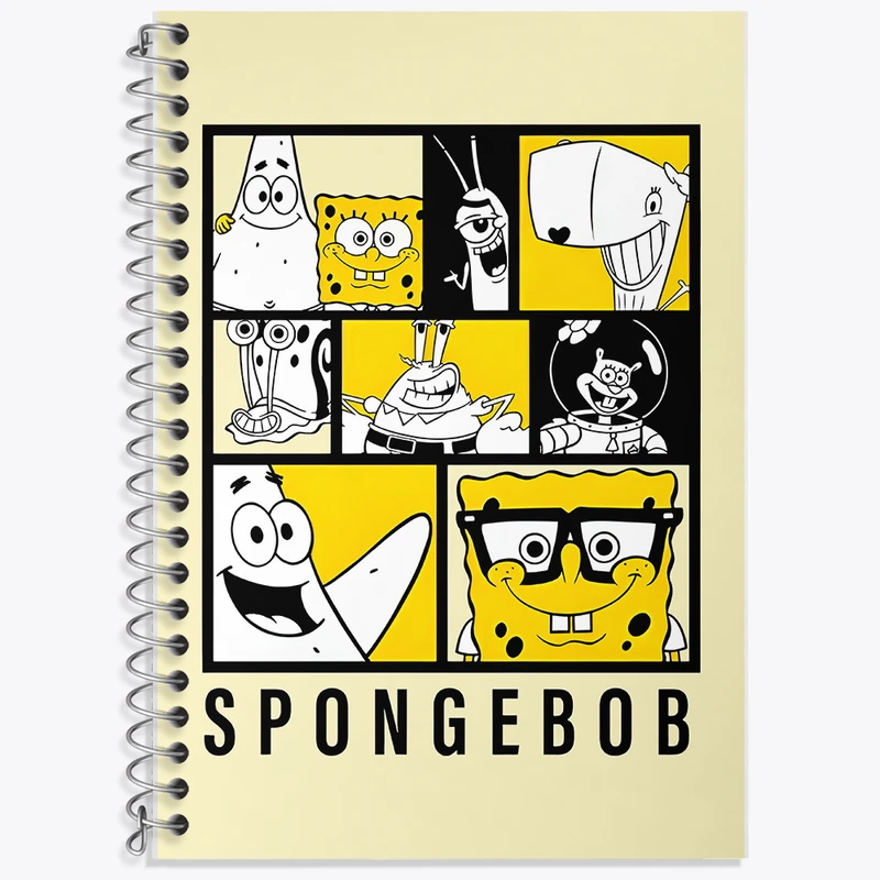 دفتر زبان 50 برگ خندالو مدل دو خط طرح باب اسفنجی کد N3772