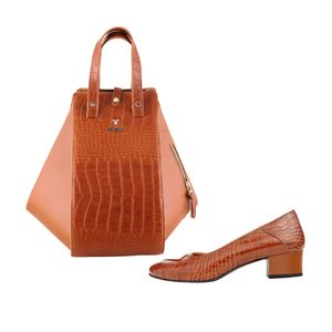 ست کیف و کفش پاشنه‌دار زنانه چرم یلسان مدل لیان کد AYSU-GC-906-asl