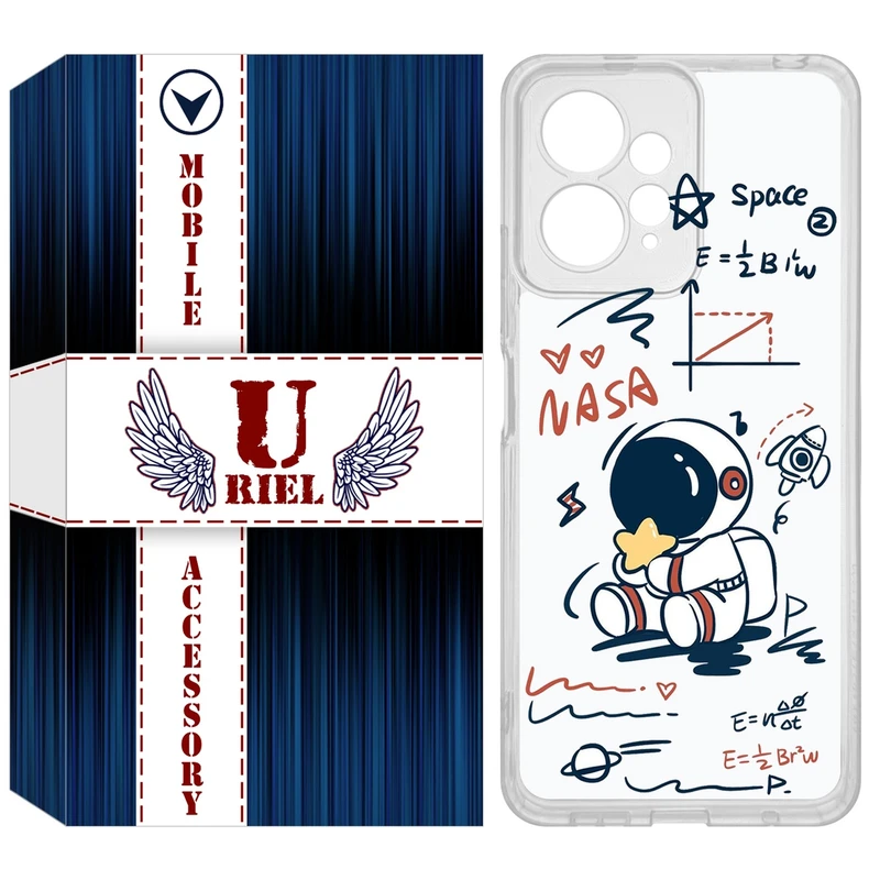 کاور یوریل مدل Clear کد 1 طرح فضانورد مناسب برای گوشی موبایل شیائومی  Redmi Note 12 4G