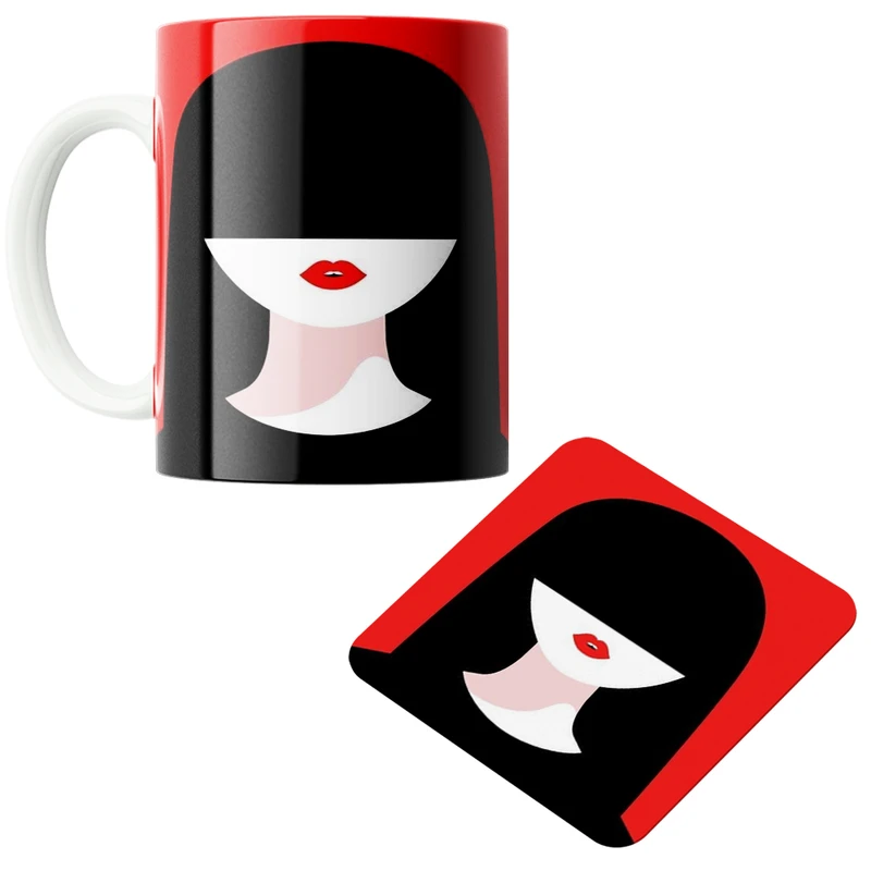 ماگ مدل دختر کد 88 به همراه زیرلیوانی