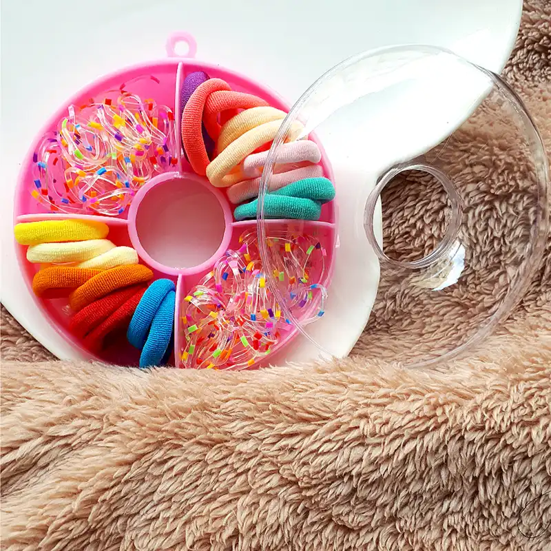 کش مو زنانه مدل چهل گیس خالخالی حوله ای نرم پاستیلی طرح دونات بسته 128 عددی