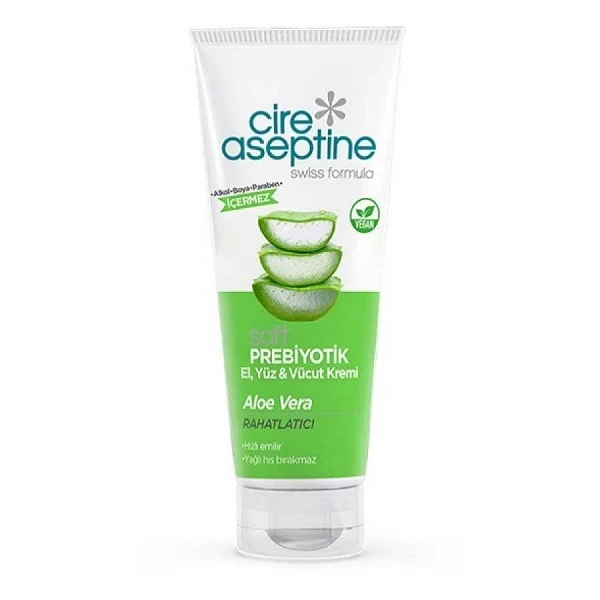 کرم مرطوب‌کننده صورت و بدن سیر آسپتین مدل Prebiotic Aloe Vera مناسب برای انواع پوست حجم 200 میلی‌لیتر