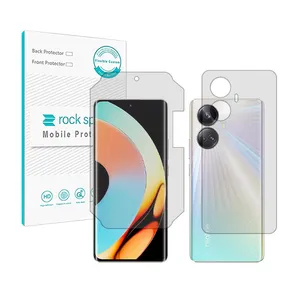 Rockspace HyGEL model transparent screen protector suitable for Realme10 Pro Plus mobile phone along with the back protector