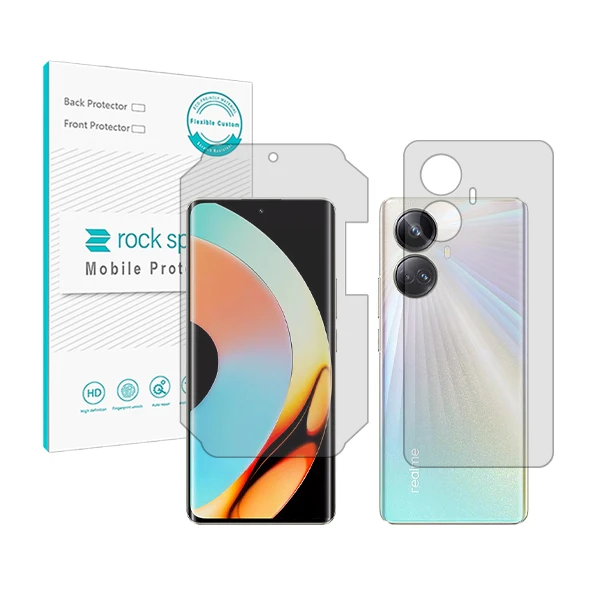محافظ صفحه نمایش شفاف راک اسپیس مدل HyGEL مناسب برای گوشی موبایل ریلمی 10 Pro Plus به همراه محافظ پشت گوشی