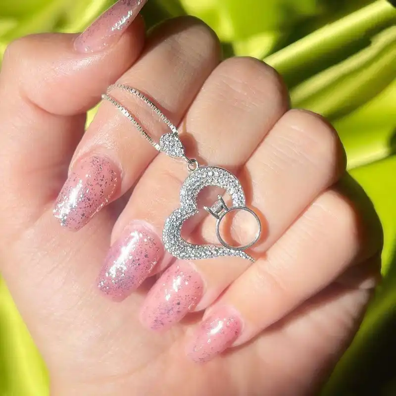 گردنبند نقره زنانه مدل قلب و حلقه BARF 13