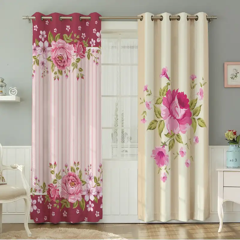 پرده نیروانا طرح گل مدل مخمل کد 4921سایز 140×280 سانتی متر