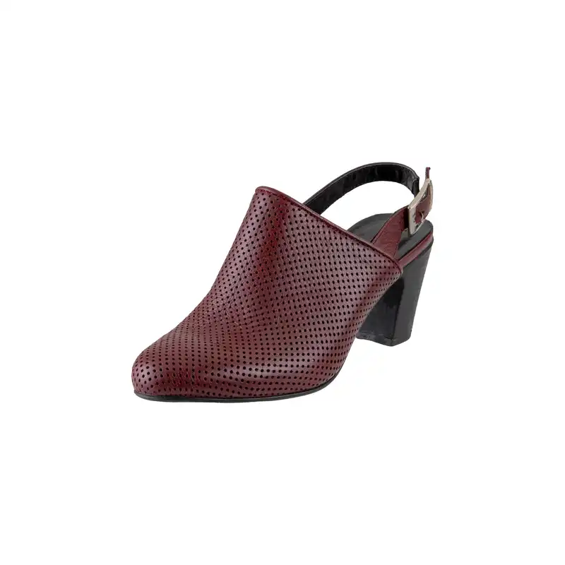 کفش زنانه پاتکان مدل پنج سانتیمتر پشت باز جلو بسته چرم کد 5673