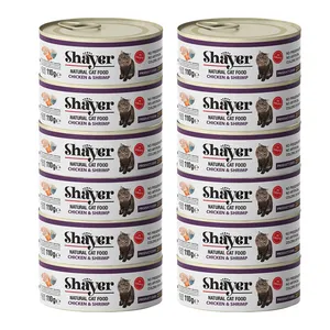 کنسرو غذای گربه شایر مدل پته مرغ و میگو وزن 110 گرم بسته 12 عددی