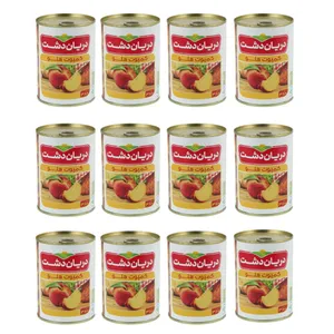 کمپوت هلو دریان دشت - 380 گرم بسته 12 عددی