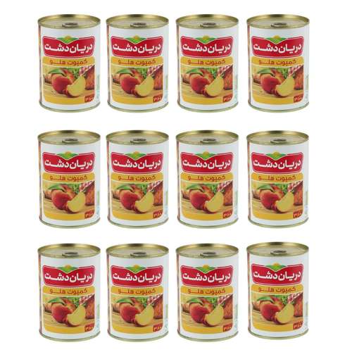 کمپوت هلو دریان دشت - 380 گرم بسته 12 عددی