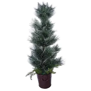 گلدان به همراه درختچه مصنوعی مدل نوک برفی کد 7706-22491