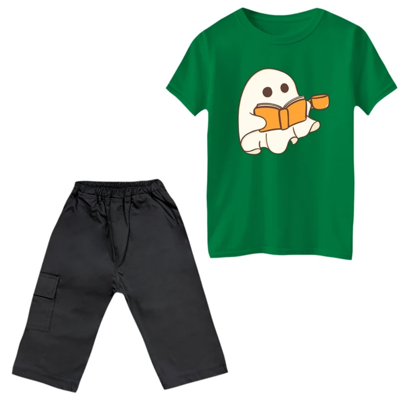 ست تی‌شرت و شلوارک پسرانه مدل روح و کتاب