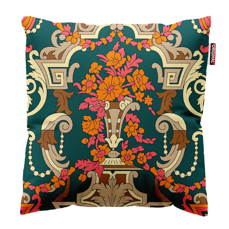 کوسن پاد آفرین مدل سنتی طرح گلیم فرش کد PK302119 سایز 30*30 سانتی متر