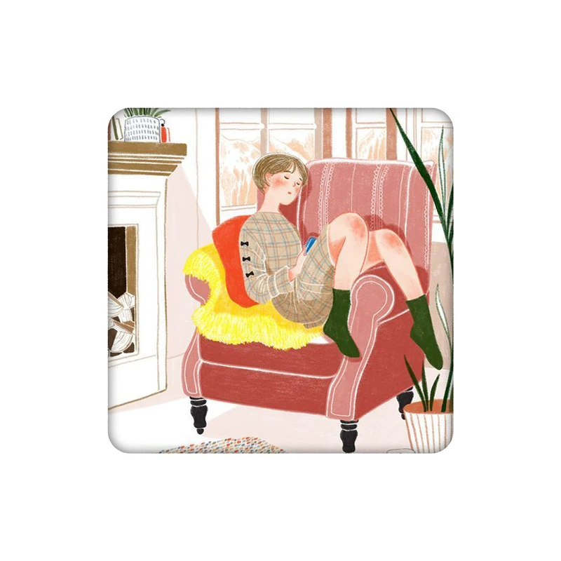 زیرلیوانی طرح دختر کتابخوان کد 6031157