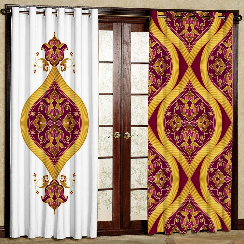  پرده بارمان دکور طرح ترنج مدل هازان پانچی کد 5141 W سایز 140x280 سانتی متر