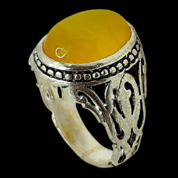 انگشتر نقره مردانه مدل سنگ شرف الشمس رکاب مشبک اسپرت کد 300