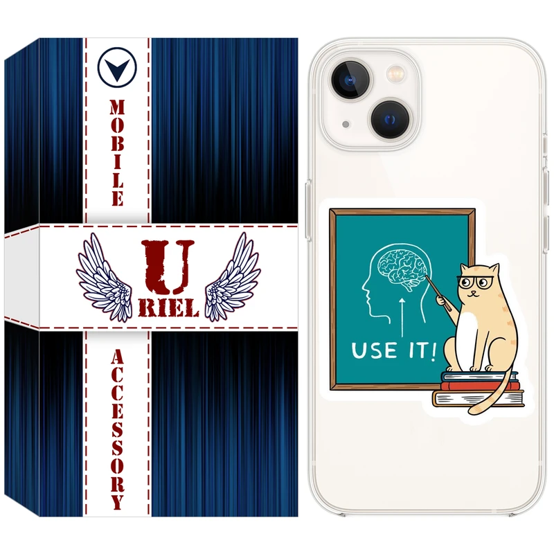 کاور یوریل مدل Clear کد 95 طرح گربه عاقل مناسب برای گوشی موبایل اپل iPhone 13 mini
