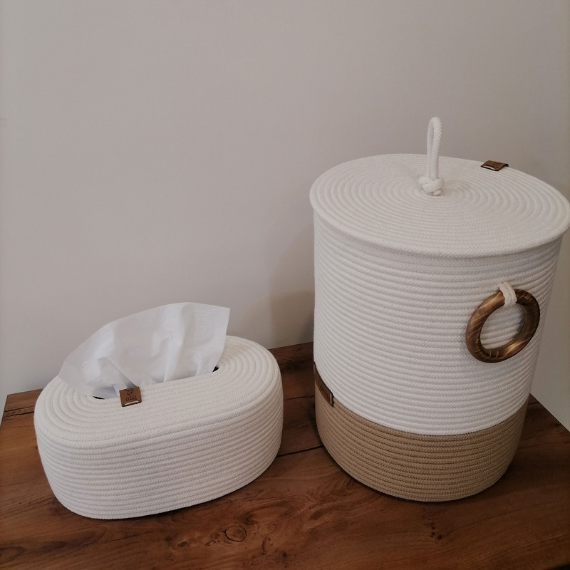 ست سطل و جای دستمال پیله مدل قیطانی کد 416