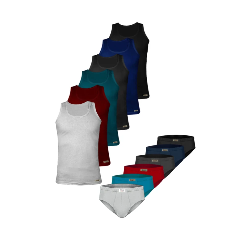 ست شورت و زیرپوش مردانه تولیدی پاران مدل نخ پنبه خالص صادراتی مجموعه 6 عددی