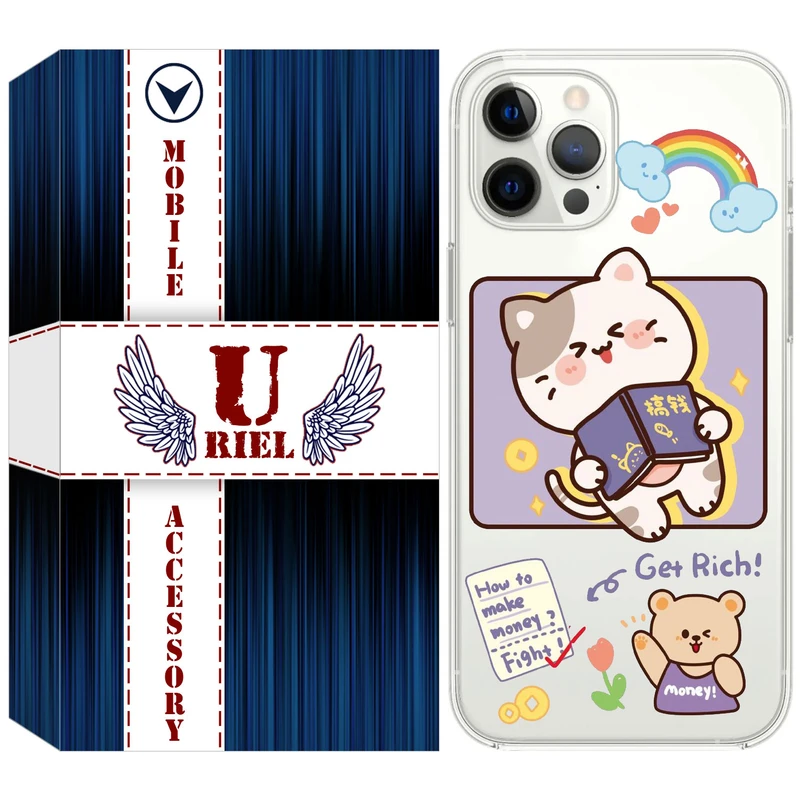 کاور یوریل قاب مدل Clear کد 12 طرح گربه مناسب برای گوشی موبایل اپل iPhone 13 Pro