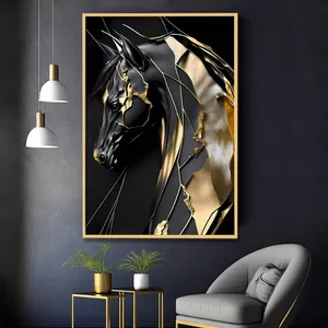 تابلو مدل حیوانات طرح اسب با خطوط طلایی