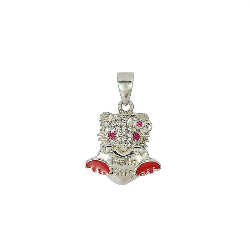 آویز گردنبند نقره زنانه مدل کیتی کد NG2684 آویز گردنبند نقره زنانه مدل کیتی کد NG2684