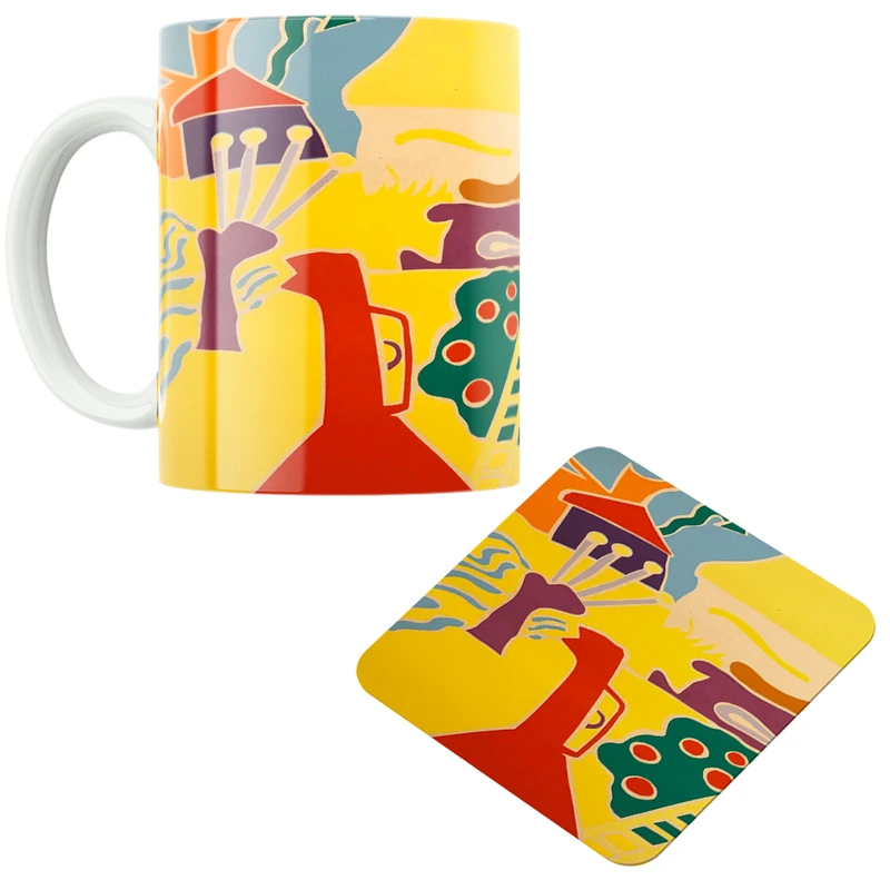 ماگ پاد آفرین مدل نقاشی کد DKC534 به همراه زیر لیوانی