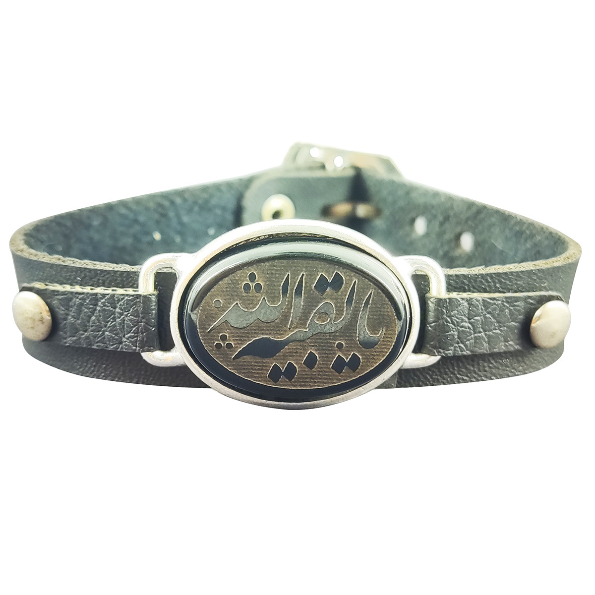 دستبند سلین کالا مدل عقیق سلیمانی خطی طرح یا بقیه الله کد 112