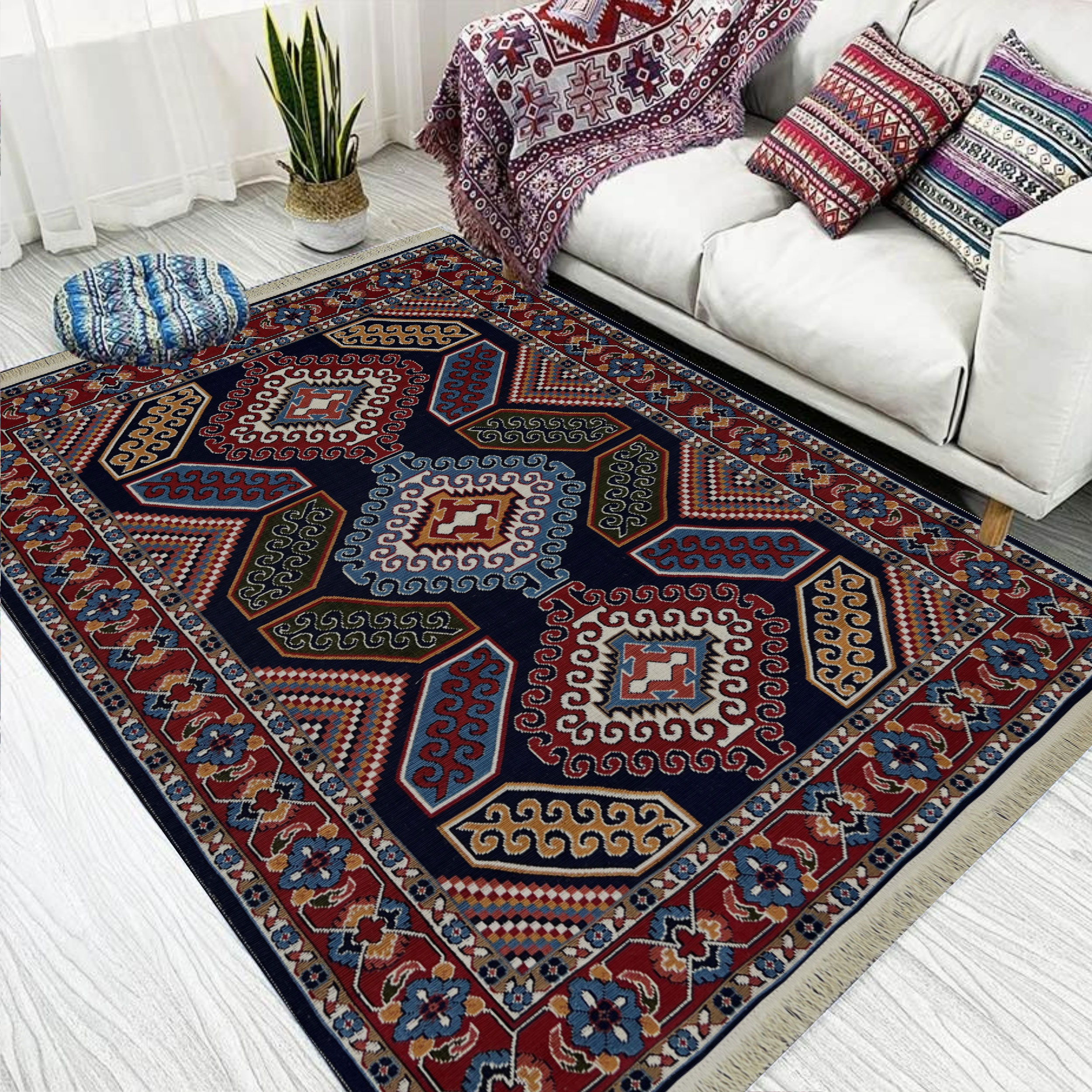 گلیم ماشینی جزیره طرح نقشینه