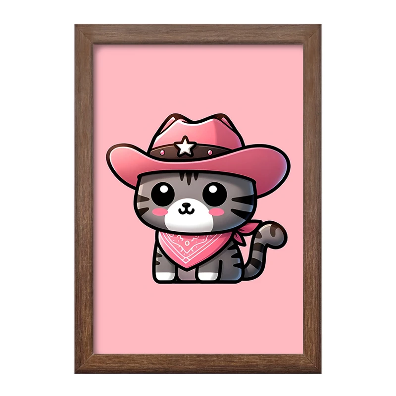 تابلو خندالو طرح گربه کابوی کد F7748