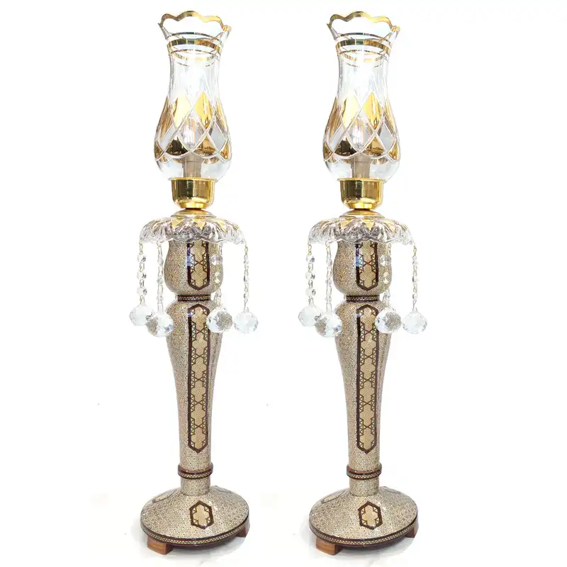 ست 3 تکه آینه و شمعدان خاتم کاری کد 66