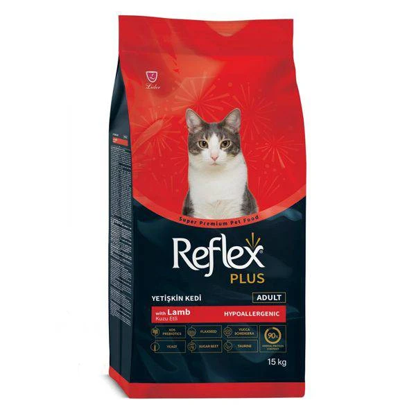 غذا خشک گربه بالغ رفلکس مدل هایپوالرژنیک طعم بره وزن 15 کیلوگرم