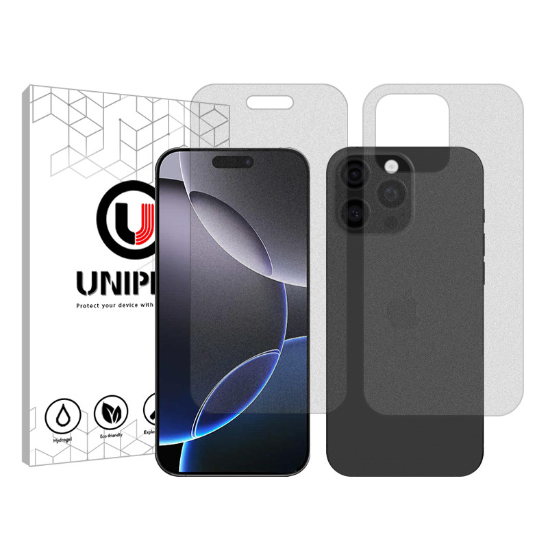 محافظ صفحه نمایش مات یونی پرو مدل Explosion Proof مناسب برای گوشی موبایل اپل iPhone 16 pro به همراه محافظ پشت گوشی