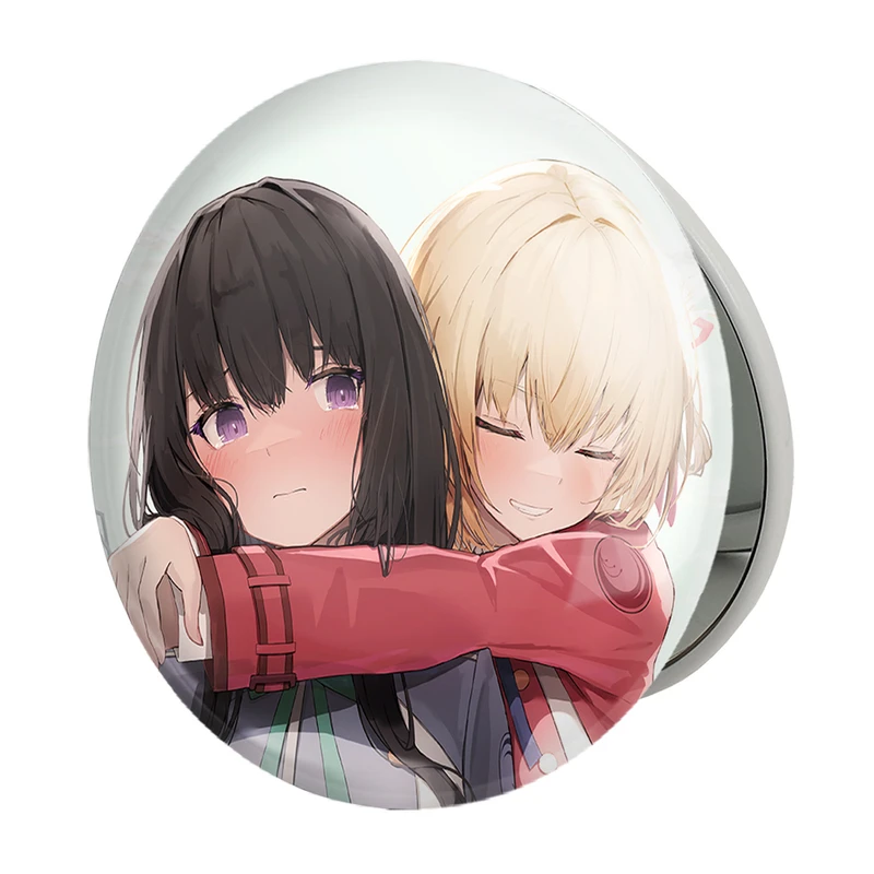 آینه جیبی خندالو طرح چیساتو و تاکینا انیمه لیکوریس ریکویل Lycoris Recoil مدل تاشو کد 23021 