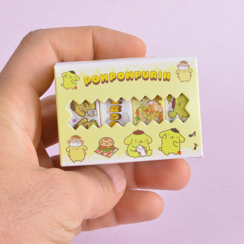 چسب نواری مدل واشی طرح ملودی و دوستان عرض 1.5 سانتی متر بسته 4 عددی