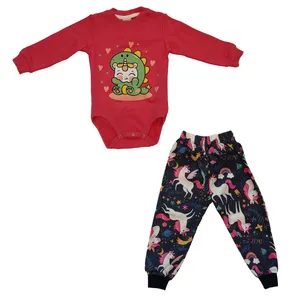 ست بادی و شلوار نوزادی مدل تک شاخ