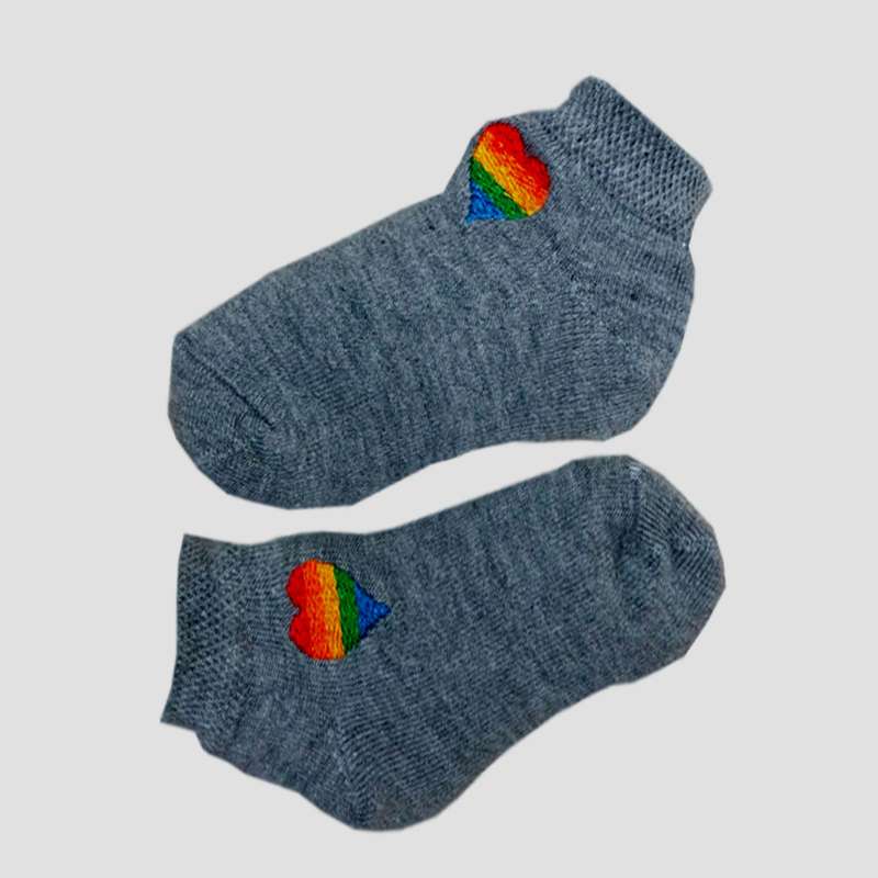 جوراب دخترانه مدل قلب رنگین کمان ha