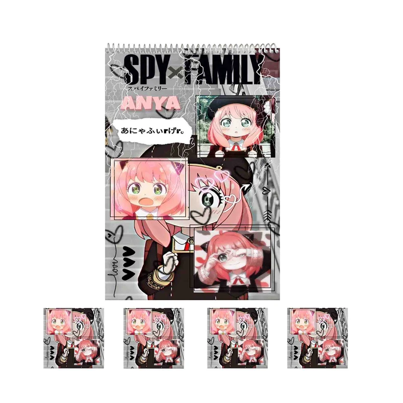 دفتر نقاشی 50 برگ مدل انیمه آنیا کد A2 spy x family به همراه برچسب مجموعه 5 عددی