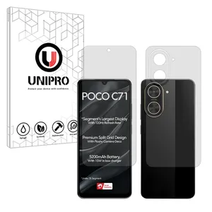 UNIPRO Star 4 model matte screen protector suitable for Xiaomi Poco C71 mobile phone along with the back protector
