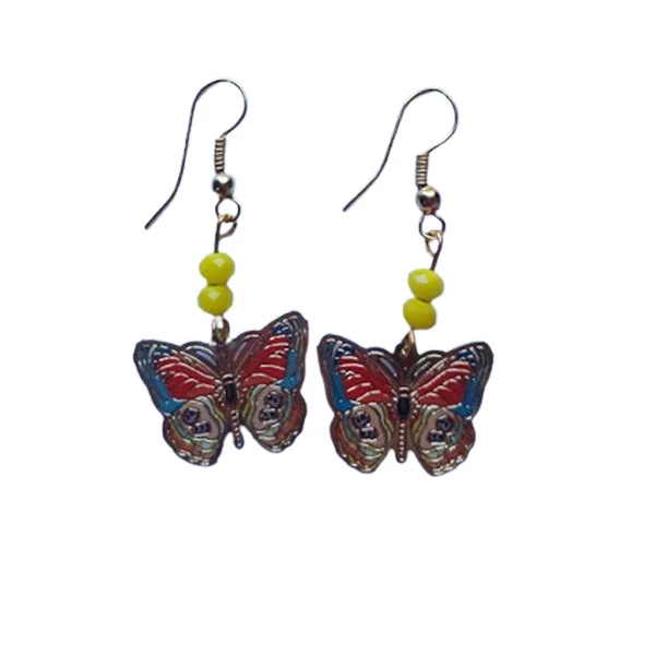 گوشواره دخترانه مدل آویز طرح پروانه کد EPK046