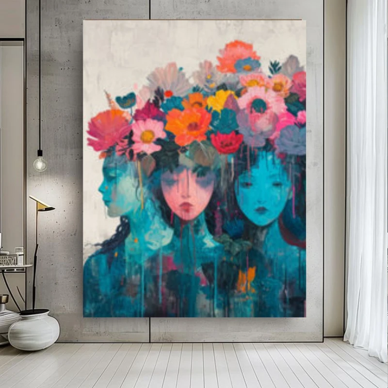 پوستر پارچه ای طرح مخمل  زنانه مدل فانتزی آبرنگ کد PY1044