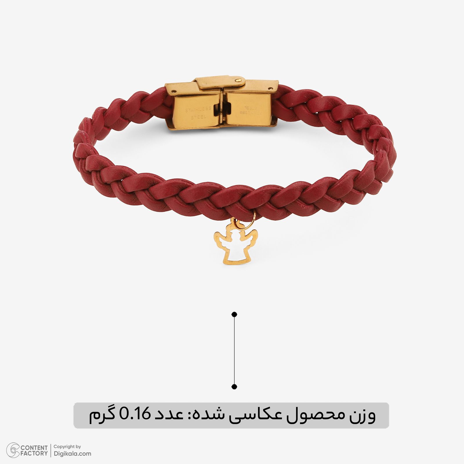 دستبند طلا 18 عیار زنانه با بند چرمی وی گالری مدل فرشته کد LBA8624 -  - 2