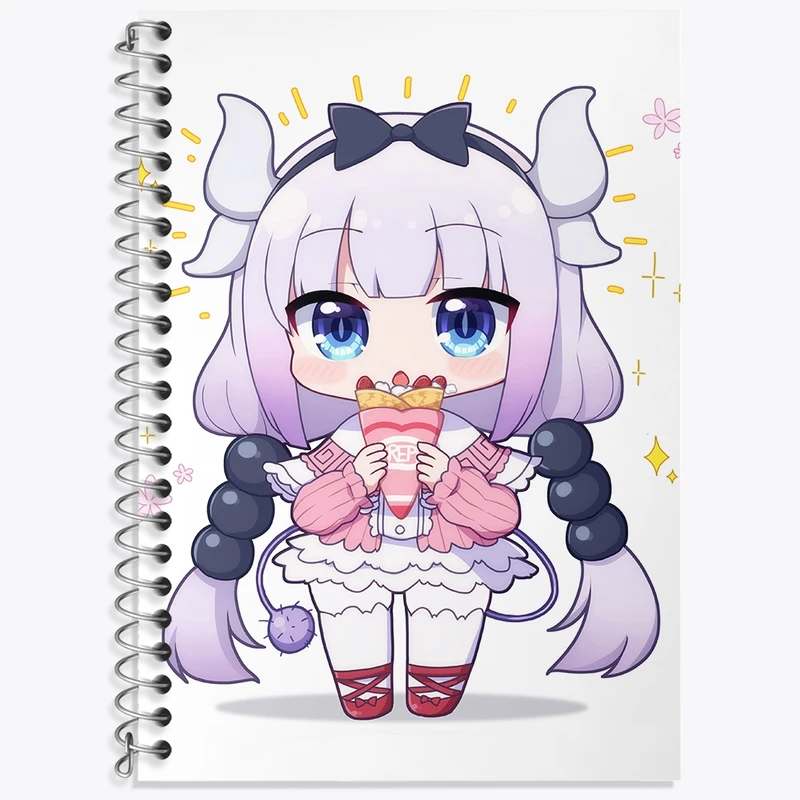 دفتر زبان 50 برگ خندالو مدل سه خط طرح کانا انیمه اژدهای خدمتکار کوبایاشی کد 36334