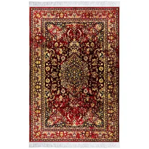 فرش ماشینی طرح کهنه نما کد 100647 زمینه زرشکی