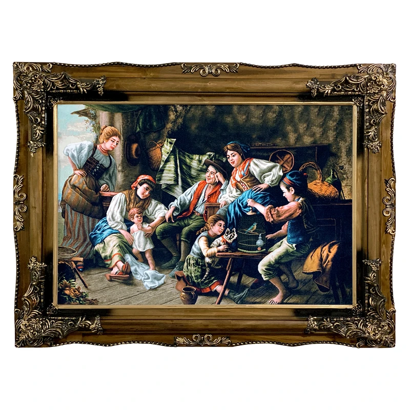 تابلو فرش ماشینی طرح خانواده کد ۷۱۷۴