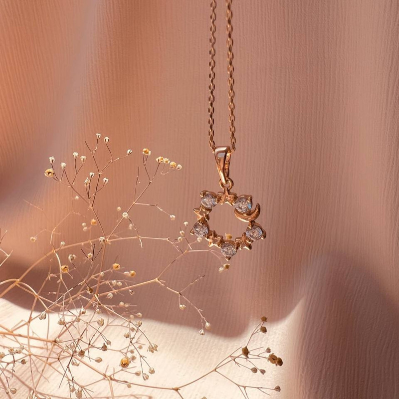 آویز گردنبند زنانه ژوپینگ مدل ماه و ستاره