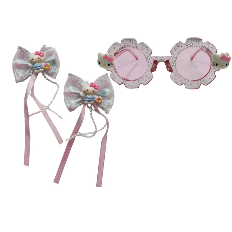 عینک آفتابی دخترانه مدل کیتی به همراه گیره مو بسته ۳ عددی