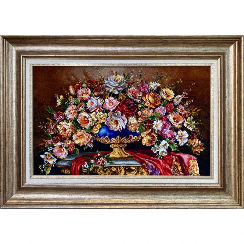 تابلو فرش دستباف مدل گلدان رومیزی کد 1101606